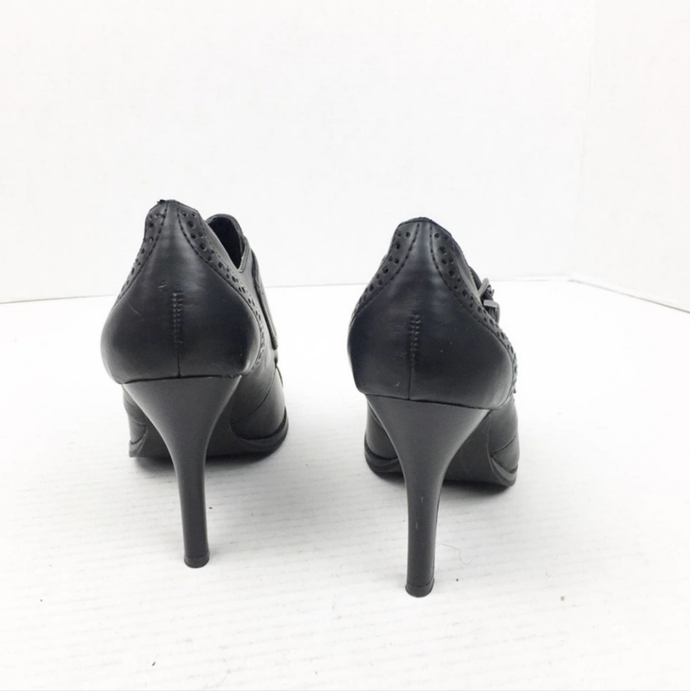Black Buckle Ankle Heel Bootie Shoes SZ 6.5 - Picture 6 of 10